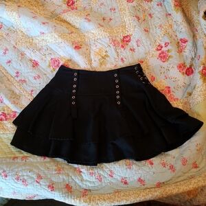 Hot Topic Black Mini Skirt With Lace Up Sides Women's Size L